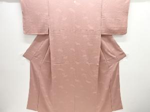 扇模様織り出し一つ紋色無地着物